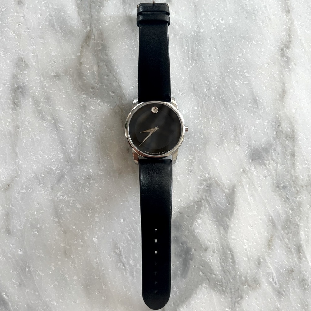 Movado Men's Museum Stainless Steel Watch, Silver/Black Strap